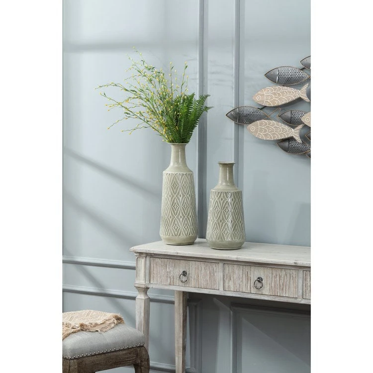 Two-Piece Metal Damask Vase Set 8 Two-Piece Metal Damask Vase Set - Image 6