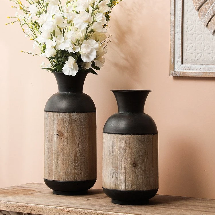 Two-Piece Iron And Wood Vase 8 Two-Piece Iron And Wood Vase - Image 6