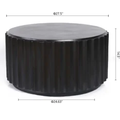 LuxenHome Black Cement 27.5" Round Coffee Table -Garden GUEST 005dd543 2820 4088 9e55 f9eb12369f24