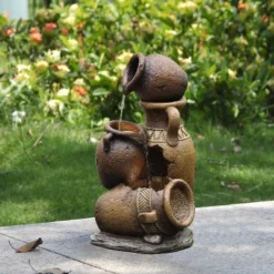 LuxenHome Brown Urns Resin Outdoor Fountain With Lights 13 LuxenHome Brown Urns Resin Outdoor Fountain With Lights -Garden GUEST 021d0e41 d58f 4194 9573 7d33a6fcf587