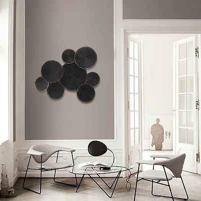 LuxenHome Abstract Black With Gold 43" Wide Metal Wall Art Decor Wall Art Home Decor Ornament Decoration 4 LuxenHome Abstract Black With Gold 43" Wide Metal Wall Art Decor Wall Art Home Decor Ornament Decoration - Image 2