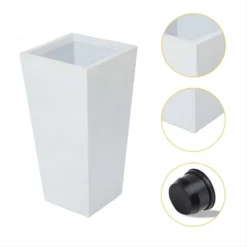 LuxenHome Square Tapered 24.2" Tall Planter White 22 LuxenHome Square Tapered 24.2" Tall Planter White -Garden GUEST 02549588 4ab5 4d87 ad0d 85925d1f3cf5