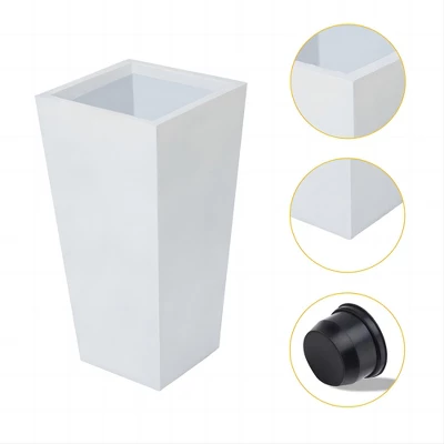 LuxenHome Square Tapered 24.2" Tall Planter White 7 LuxenHome Square Tapered 24.2" Tall Planter White - Image 5