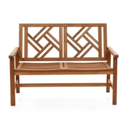 LuxenHome Carmel Solid Wood Outdoor Loveseat Park Bench 21 LuxenHome Carmel Solid Wood Outdoor Loveseat Park Bench -Garden GUEST 03540f98 134c 4427 affc a09054422605