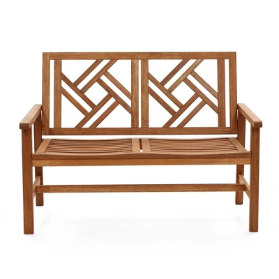 LuxenHome Carmel Solid Wood Outdoor Loveseat Park Bench 12 LuxenHome Carmel Solid Wood Outdoor Loveseat Park Bench - Image 10