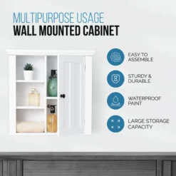 LuxenHome White MDF Wood Bathroom Wall Storage Cabinet 29 LuxenHome White MDF Wood Bathroom Wall Storage Cabinet -Garden GUEST 03e7b5b3 f684 44a3 9969 ce1d340ddd4a