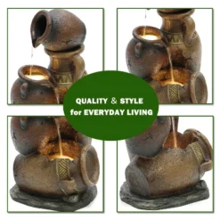 LuxenHome Brown Urns Resin Outdoor Fountain With Lights 18 LuxenHome Brown Urns Resin Outdoor Fountain With Lights -Garden GUEST 04c2e1c5 2297 44d4 9ec0 c4deac1ab64d