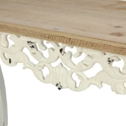 LuxenHome Victorian Off White And Natural Wood Console And Entry Table -Garden GUEST 0601051c 8504 48db 9ba5 339dab02b79d