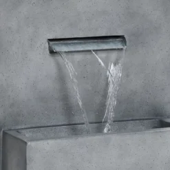 LuxenHome 26" Resin Cascading Gray With Speckled Black Rectangle Resin Garden Outdoor Water Fountain With Planter -Garden GUEST 06143536 ec5a 4b8e 80d5 e285c391ad35