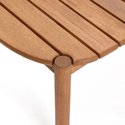 LuxenHome Natural Solid Wood 40-Inch Long Rounded Rectangle Outdoor Coffee Table Brown 6 LuxenHome Natural Solid Wood 40-Inch Long Rounded Rectangle Outdoor Coffee Table Brown - Image 4