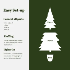 LuxenHome 5.5Ft Pre-Lit Artificial Fir Christmas Tree, Realistic Green Branches & Decorative Planter -Garden GUEST 06d046bb 7934 43a8 8656 e56ff2028a93
