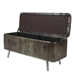 LuxenHome 47.5in. W Metal And Faux Leather Bench. 13 LuxenHome 47.5in. W Metal And Faux Leather Bench. -Garden GUEST 074007be ddaa 42f7 b341 fc908d62017e
