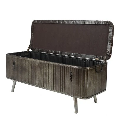 LuxenHome 47.5in. W Metal And Faux Leather Bench. 5 LuxenHome 47.5in. W Metal And Faux Leather Bench. - Image 3