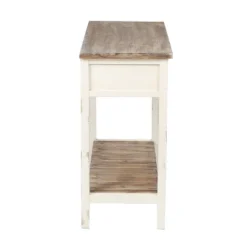 LuxenHome Distressed White And Wood 2-Drawer 1-Shelf Console Table And Entry Table 26 LuxenHome Distressed White And Wood 2-Drawer 1-Shelf Console Table And Entry Table -Garden GUEST 079ea254 0138 4529 8409 bec81f30c53f