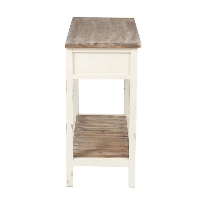 LuxenHome Distressed White And Wood 2-Drawer 1-Shelf Console Table And Entry Table 13 LuxenHome Distressed White And Wood 2-Drawer 1-Shelf Console Table And Entry Table - Image 11