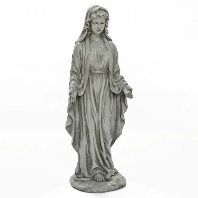 LuxenHome 30.5" H Virgin Mary Indoor Outdoor Statue Garden Statues, Gray Or Ivory 11 LuxenHome 30.5" H Virgin Mary Indoor Outdoor Statue Garden Statues, Gray Or Ivory - Image 9