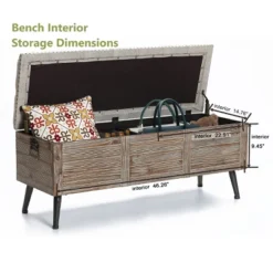 LuxenHome 47.2-Inch Wide Upholstered Wood Storage Bench. 14 LuxenHome 47.2-Inch Wide Upholstered Wood Storage Bench. -Garden GUEST 0837ce4b 7b4a 4dcb afef 55185be91999