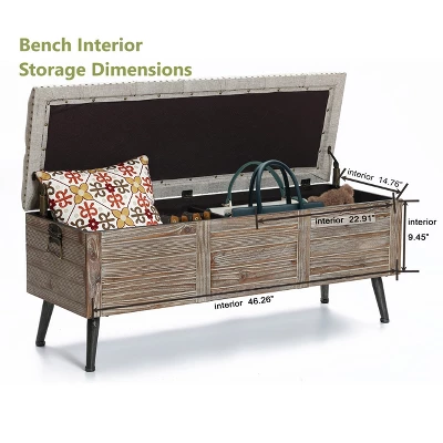 LuxenHome 47.2-Inch Wide Upholstered Wood Storage Bench. 5 LuxenHome 47.2-Inch Wide Upholstered Wood Storage Bench. - Image 3