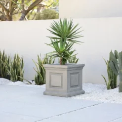 LuxenHome Gray MgO Square Box Flower Pot Planter 14 LuxenHome Gray MgO Square Box Flower Pot Planter -Garden GUEST 084678a1 0ea4 4acd a25a 6c63bd42b969