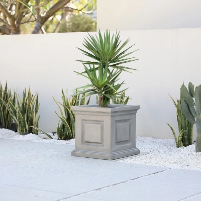 LuxenHome Gray MgO Square Box Flower Pot Planter 6 LuxenHome Gray MgO Square Box Flower Pot Planter - Image 4