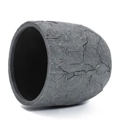 LuxenHome Crackle Gray MgO 14.6" Round Flower Pot Planter -Garden GUEST 085d21b7 5ba0 4e35 9fcc 61e5e71e5bf0