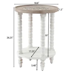 LuxenHome White And Natural Wood Round Accent Side Table With Storage. 17 LuxenHome White And Natural Wood Round Accent Side Table With Storage. -Garden GUEST 089c9da4 e299 4235 8bc4 8172d7cbda5b