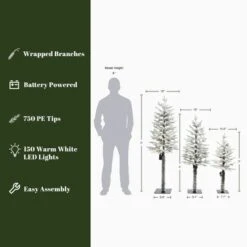 LuxenHome 3-Piece Holiday Artificial Tree Sets With Lights And Flat Stand Green -Garden GUEST 08c97f8d d1de 4cd3 88b0 762506e747d6