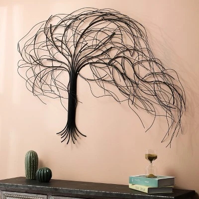 LuxenHome Black Metal Windy Tree Wall Decor 6 LuxenHome Black Metal Windy Tree Wall Decor - Image 4