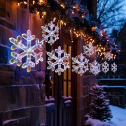 LuxenHome 3-Piece Snowflake Holiday Decoration Set With Battery-Operated Lights Clear -Garden GUEST 094eac1c d1b9 4838 a90d 2f336e9c1cdc