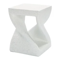 LuxenHome Speckled White MgO Square Twisted Side Table 18 LuxenHome Speckled White MgO Square Twisted Side Table -Garden GUEST 09a21898 1817 499e 9b69 5f7ddbf6811f