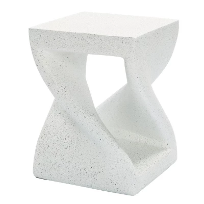 LuxenHome Speckled White MgO Square Twisted Side Table 9 LuxenHome Speckled White MgO Square Twisted Side Table - Image 7