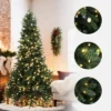 LuxenHome 7.5Ft Pre-Lit Green Slender Artificial Fir Christmas Tree With Metal Stand