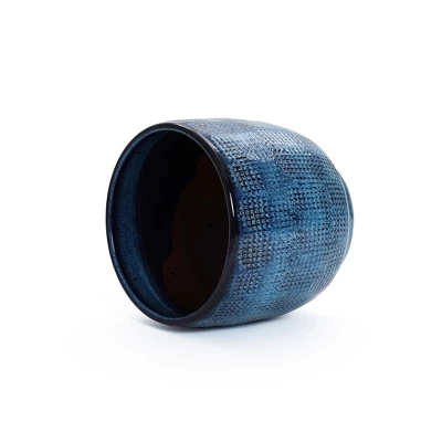 LuxenHome 12-Inch Ocean Blue Ceramic Planter Indoor Outdoor Plant Pot With Drainage Hole And Plug Modern Glazed Round Flower Pot Planter 7 LuxenHome 12-Inch Ocean Blue Ceramic Planter Indoor Outdoor Plant Pot With Drainage Hole And Plug Modern Glazed Round Flower Pot Planter - Image 5