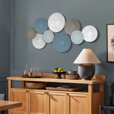 LuxenHome 47-Inch Large Metal Wall Decor Abstract Metal Wall Art Hanging Sculptures Multi-Color Ripple Plates Artwork Accent Decorations Multicolored 4 LuxenHome 47-Inch Large Metal Wall Decor Abstract Metal Wall Art Hanging Sculptures Multi-Color Ripple Plates Artwork Accent Decorations Multicolored - Image 2