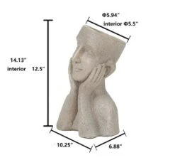 LuxenHome Speckled Beige MgO Happy Bust Head Planter -Garden GUEST 0b1be86a a019 4c6c 9818 1975b5822f27