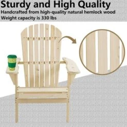LuxenHome Unfinished Hemlock Wood Outdoor Adirondack Chair -Garden GUEST 0b82a8e4 0f8b 4d09 80e1 074d28a74ac4