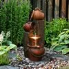 LuxenHome 32" Water Fountain Outdoor With Lights, Cascading Pitchers Pot Outdoor Fountains And Waterfalls Brown -Garden GUEST 0bc8e0a2 4fa6 4be7 b695 1286ae6622a0