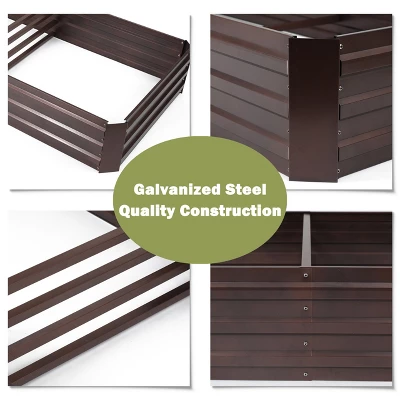 LuxenHome Brown Metal Rectangular 6x3ft Garden Bed 13 LuxenHome Brown Metal Rectangular 6x3ft Garden Bed - Image 11