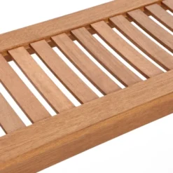 LuxenHome Natural Solid Wood 47.2-Inch Long Rectangle Sloping Seat Outdoor Bench -Garden GUEST 0ca41ff3 6438 4153 bc44 d68f8704a69f