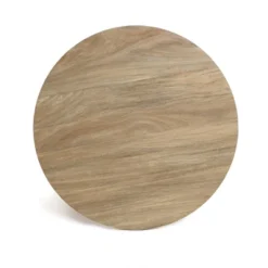 LuxenHome Round Wood Coffee Table With 4 Pillar Legs, 27.5" Modern Farmhouse Oak Finish Low Accent Table With Sturdy Base For Living Room Brown -Garden GUEST 0d32ba39 a54c 415d be34 c1eb5b706f9e