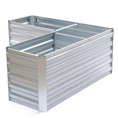 LuxenHome L-Shaped Galvanized Steel Raised Garden Bed Planter 7 LuxenHome L-Shaped Galvanized Steel Raised Garden Bed Planter - Image 5