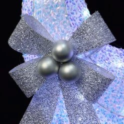 LuxenHome 2-Piece White Reindeer And Sleigh With Silver Bow And Ornaments Outdoor Holiday Decoration With Lights White, Multi, Silver, Brown -Garden GUEST 0dc5a2d5 269b 4490 9fcb 44b85eee0081