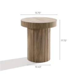 LuxenHome Wood Round Side Table, 17.7'' Dark Oak Fluted Accent End Table, Mid-Century Modern Small Coffee Table, Nightstand For Living Room Brown -Garden GUEST 0eef7e19 d21b 4357 8b0a 63b42ceb0433