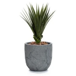 LuxenHome Crackle Gray MgO 14.6" Round Flower Pot Planter -Garden GUEST 110810c6 0d48 4279 a5ea 7642e53236e1