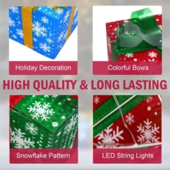 LuxenHome Set Of 3 Colored Presents Lighted Holiday Decoration Multi-Color -Garden GUEST 110c5e4e c80b 45d5 96b8 b09f7780b322