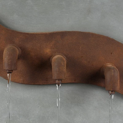 LuxenHome Gray Cement Pots And Rectangular Column Outdoor Fountain With LED Lights 7 LuxenHome Gray Cement Pots And Rectangular Column Outdoor Fountain With LED Lights - Image 5