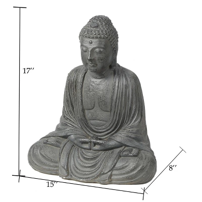 LuxenHome 17" H Gray MgO Meditating Buddha Garden Outdoor Statue 10 LuxenHome 17" H Gray MgO Meditating Buddha Garden Outdoor Statue - Image 8
