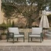 LuxenHome Outdoor Aluminum With Wood-Style Plastic Armchairs With Cushions, Set Of 2 2 LuxenHome Outdoor Aluminum With Wood-Style Plastic Armchairs With Cushions, Set Of 2 -Garden GUEST 12578240 2a2a 4a0c b9f0 566539db9b7f