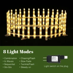 LuxenHome 8-Piece Light Show Fence Design Outdoor Holiday Decoration White 20 LuxenHome 8-Piece Light Show Fence Design Outdoor Holiday Decoration White -Garden GUEST 12e459ed 017c 4146 8586 ccd2d73c5046