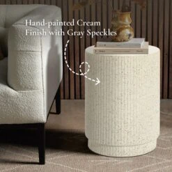 LuxenHome Outdoor Side Table, 17" Ivory White Cement Round Patio End Table,Outdoor Coffee Table For Garden Poolside,Accent Side Table 15 LuxenHome Outdoor Side Table, 17" Ivory White Cement Round Patio End Table,Outdoor Coffee Table For Garden Poolside,Accent Side Table -Garden GUEST 1334b255 950f 4227 8c0d 789786a801c2